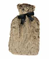 Warme kruik met bruine pluche 1 5 liter
