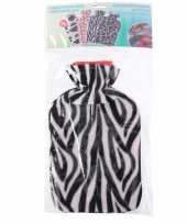 Warme kruik met fleece hoes zebra print 2 liter