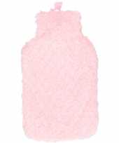 Warme kruik met roze pluche hoes 2 liter