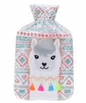 Warmwarme kruik met zachte fluwelen lama alpaca hoes 2 liter